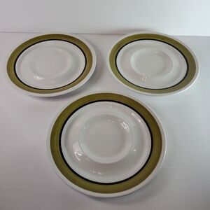 ​3 Mikasa Mediterrania Spanish Moss Saucers 4018-GR Green Band Japan